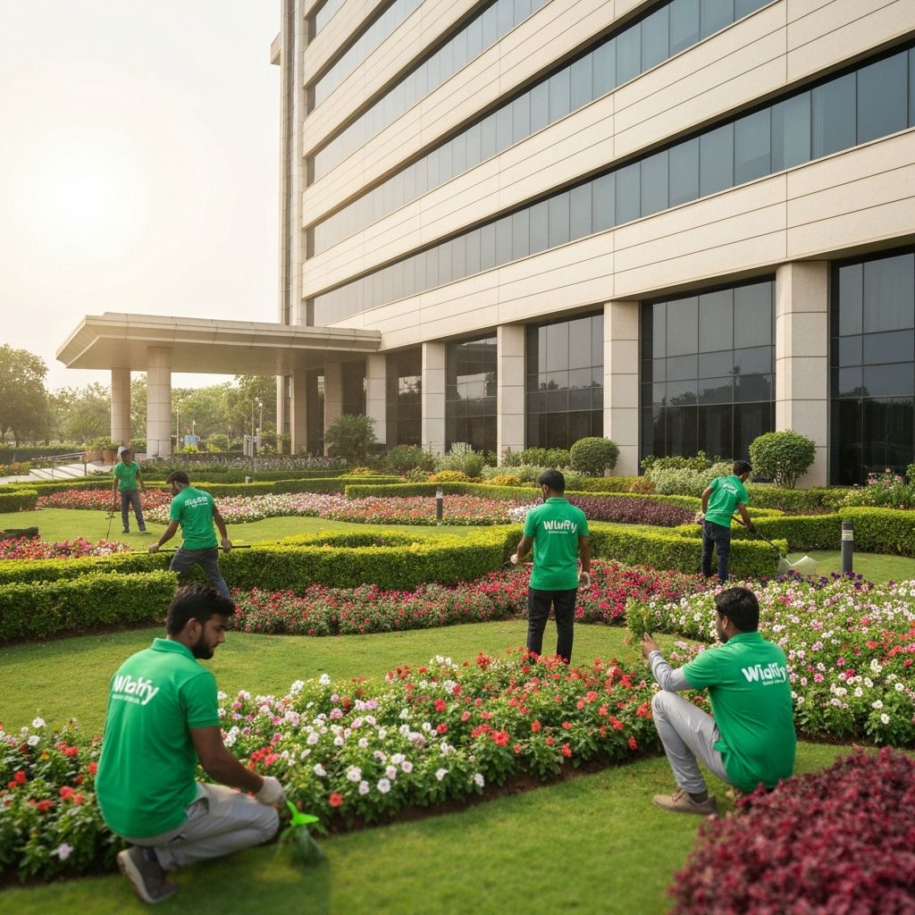Professional commercial landscaping for office buildings and corporate properties in India