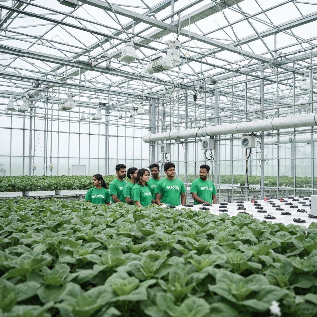 Hi-tech climate-controlled greenhouse construction in India with automated systems